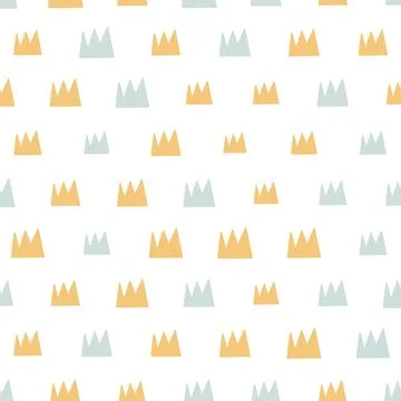 Doodle minimalist seamless pattern with hand drawn crowns. Stock Illustration