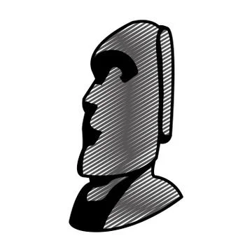 Doodle moai sculpture from easter island culture Illustrazione stock