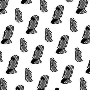 Doodle moai sculpture from easter island background Illustrazione stock