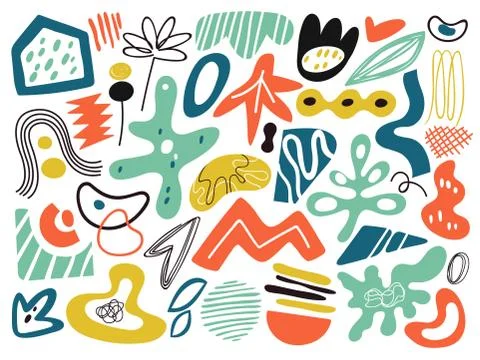 Doodle modern abstract shapes. Objects collage, contemporary art graphic Stock Illustration