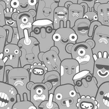 Doodle monster pattern seamless. Cartoon character background. vector texture Illustrazione stock