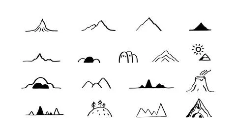 Doodle mountains. Abstract vector design. Black and white colors illustration Stock Illustration