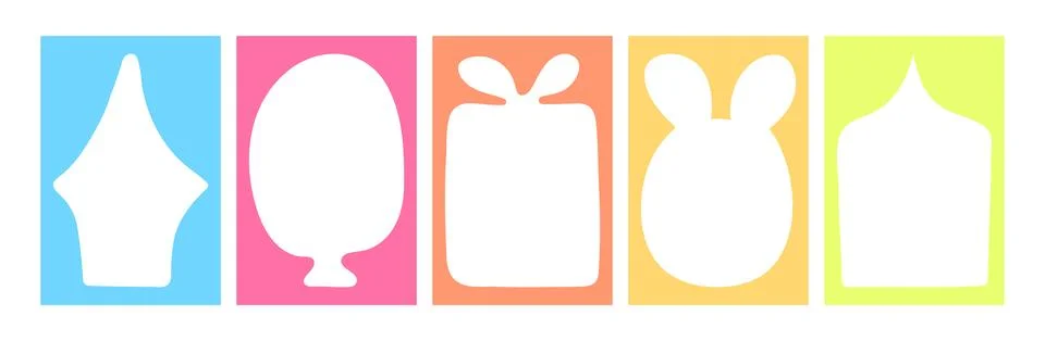 Doodle multicolored blank rectangle borders set. Hand drawn Frame in shape of Stock-Illustration