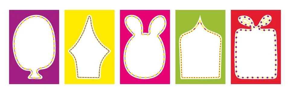 Doodle multicolored blank rectangle Borders set. Hand drawn Frame in shape of 스톡 일러스트