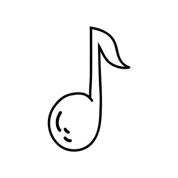 Doodle music note. Vector illustration of black silhouette of hand drawn note Stock Illustration
