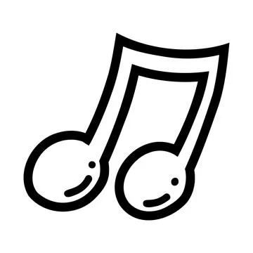Doodle music note. Vector illustration of black silhouette of hand drawn note Stock Illustration