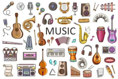 Doodle musical instruments Stock Illustration