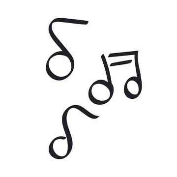 Doodle musical Notes. Hand drawn marker symbols of Melody, Sound. Outline Song Stock Illustration