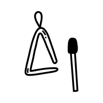 Doodle musical triangle. Vector sketch illustration of musical instrument, bl Stock Illustration