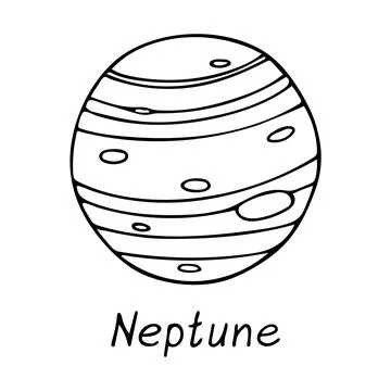 Doodle of Neptune isolated on white background. Stock Illustration