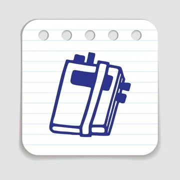 Doodle notebook icon hand drawn with blue pen on a notepaper Illustrazione stock