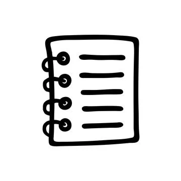 Doodle Notepad icon hand drawn with black line in freehand style 스톡 일러스트