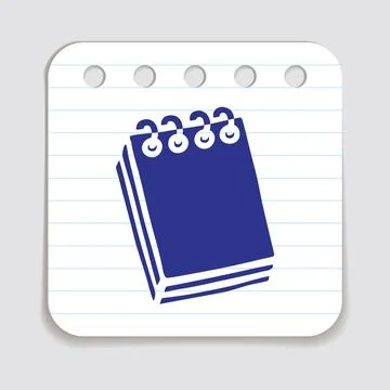 Doodle notepad icon hand drawn with blue pen on a notepaper in freehand style Stock Illustration