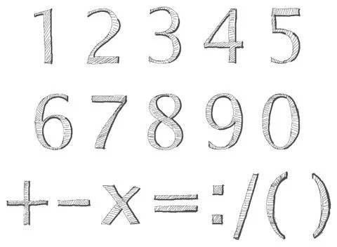 Doodle numbers Illustrazione stock