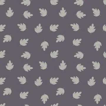 Doodle oak seamless pattern on gray background. Simple nature wallpaper. Stock Illustration