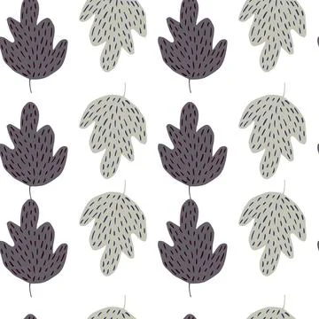 Doodle oak seamless pattern isolated on white background. Simple nature wallp Stock Illustration