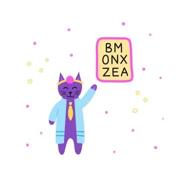 Doodle occulist cat with checkup table. Stock Illustration