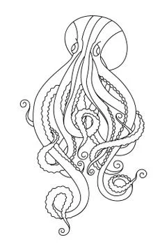 Doodle octopus sketch Illustrazione stock