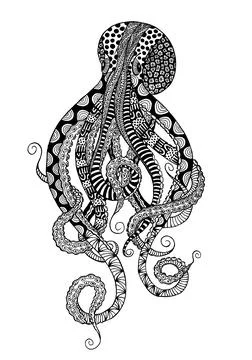 Doodle octopus sketch Stock Illustration