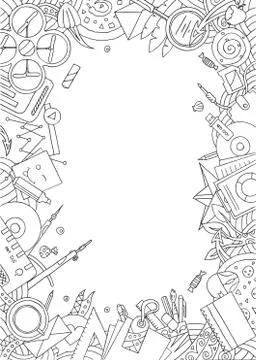 Doodle Office Frame Illustrazione stock
