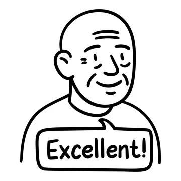 Doodle older man with speech bubble Excellent hand drawn style for testimon.. Stock Illustration