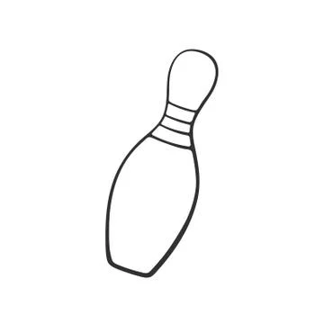 Doodle of one bowling pin Stock Illustration