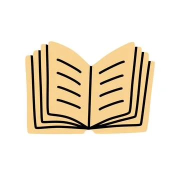 Doodle open book icon hand drawn in a modern minimalistic style Illustrazione stock