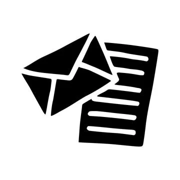 Doodle Open envelope with letter icon or logo, hand drawn with thin black lin Stock Illustration