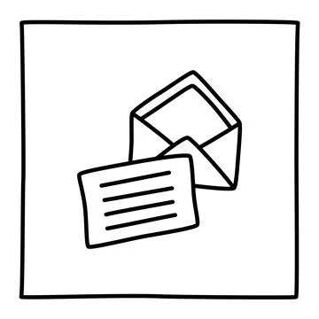 Doodle Open envelope with letter icon hand drawn with thin line in minimalist Illustrazione stock