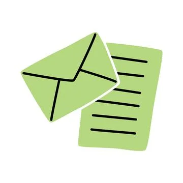 Doodle Open envelope with letter icon hand drawn in a modern minimalistic sty Stock Illustration