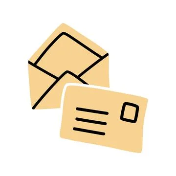 Doodle Open envelope with letter icon hand drawn in a modern minimalistic sty Stock Illustration