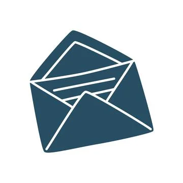 Doodle Open envelope with letter icon hand drawn in a modern minimalistic sty Stock Illustration