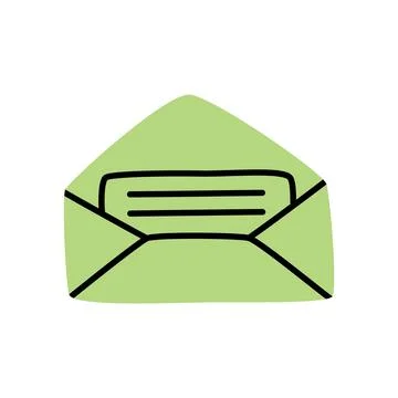 Doodle Open envelope with letter icon hand drawn in a modern minimalistic sty Stock Illustration
