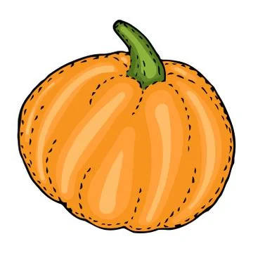 Doodle orange pumpkin isolated Stock Illustration