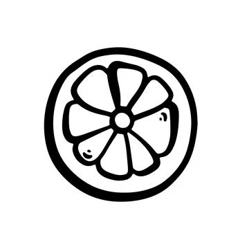 Doodle orange slice illustration isolated on a white background. Simple bla.. Stock Illustration