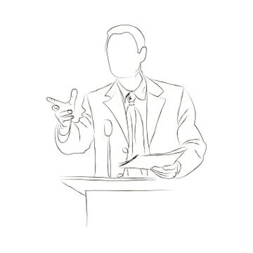 Doodle orator. Sketch. Stock Illustration