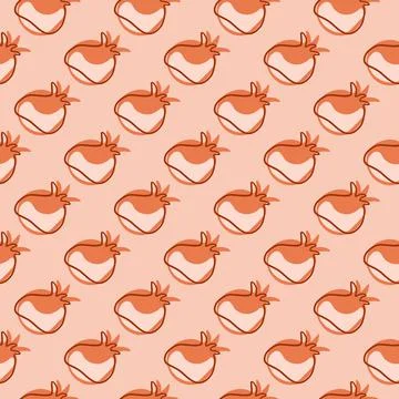 Doodle organic seamless pattern with simple contoured pomegranate shapes. Pin 스톡 일러스트