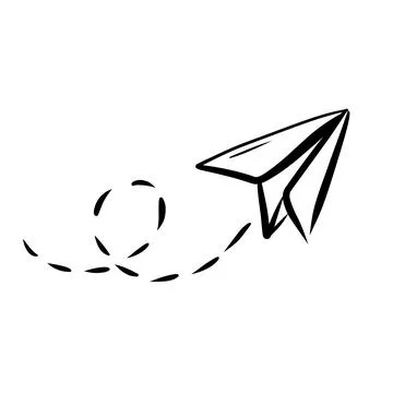 Doodle origami plane with dotted trajectory line. Stock Illustration
