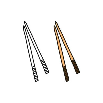 Doodle outline and colored chopsticks. Stock Illustration
