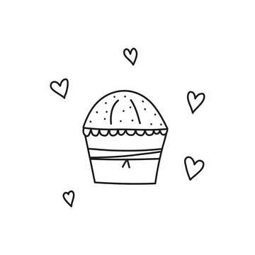 Doodle outline Easter kulich cake. Illustrazione stock