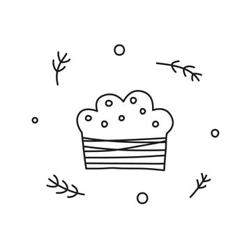 Doodle outline Easter kulich cake. Stock Illustration