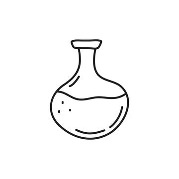 Doodle outline flask icon. Stock Illustration