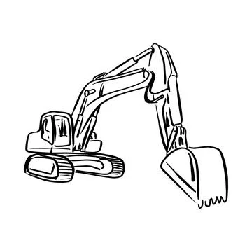 Doodle outline front Hoe Loader excavator vector illustration sketch hand dra Stock Illustration
