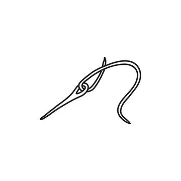 Doodle outline needle with thread. Stock Illustration