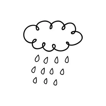 Doodle outline rainy cloud. Stock Illustration