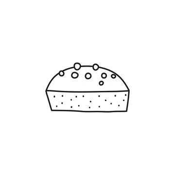 Doodle outline simple cake. Stock Illustration