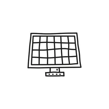 Doodle outline solar panel icon. Stock Illustration