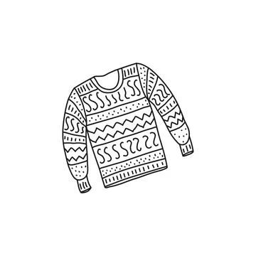 Doodle outline sweater. Stock Illustration
