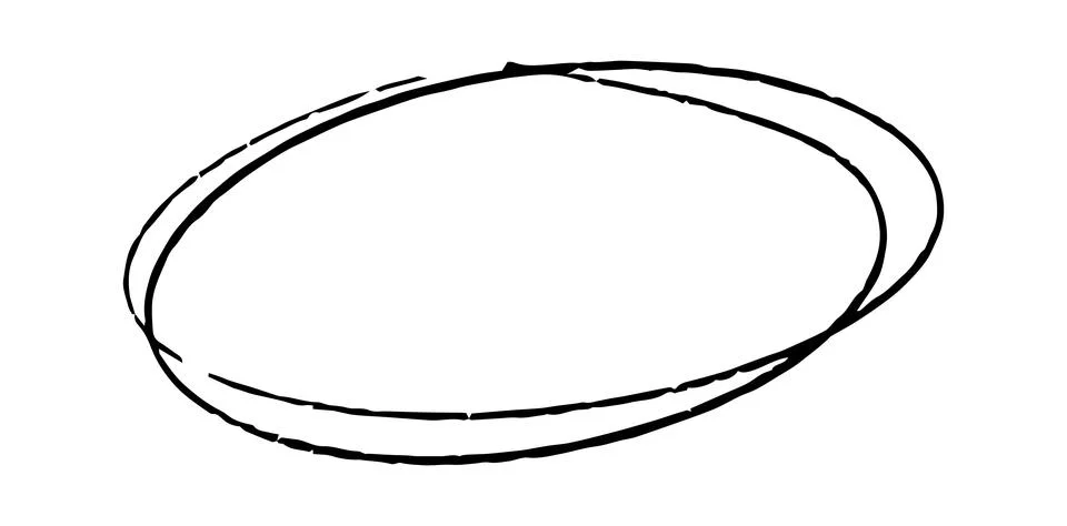 Doodle oval frame. Hand drawn circle pencil sketch. Vector scribble round border Stock Illustration