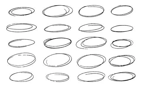 Doodle oval frame. Hand drawn circle pencil sketch. Vector scribble round border Stock Illustration